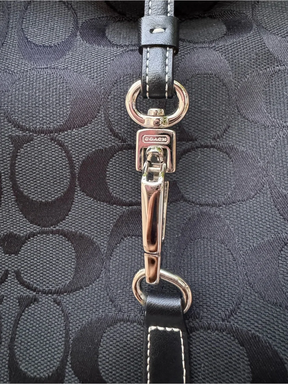 Y2K Coach Black Signature Jacquard Hamptons Hobo Shoulder Bag
